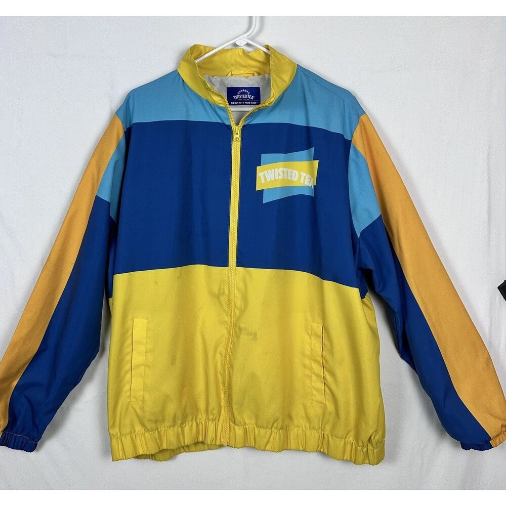 Twisted Tea Hard Iced Windbreaker Jacket Men’s L* Yellow/Blue “Keep It Twisted”